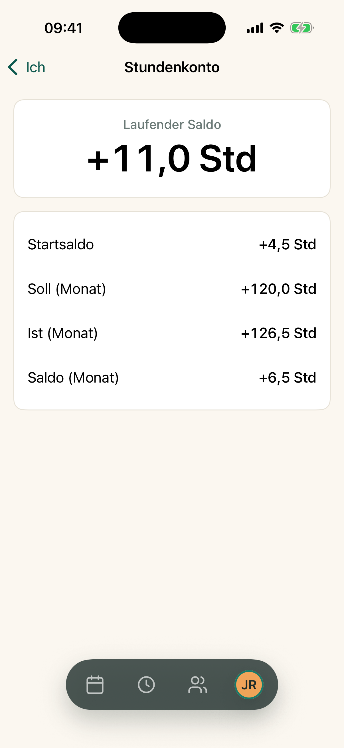 Horella App: Stundenkonto