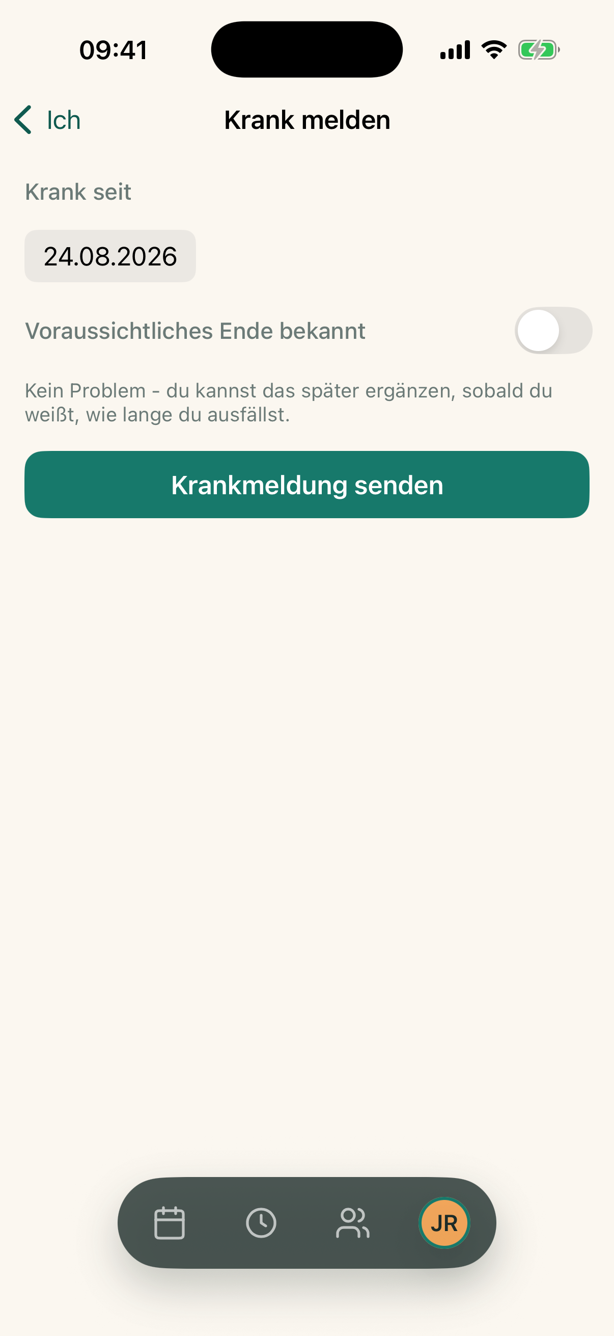 Horella App: Krank melden